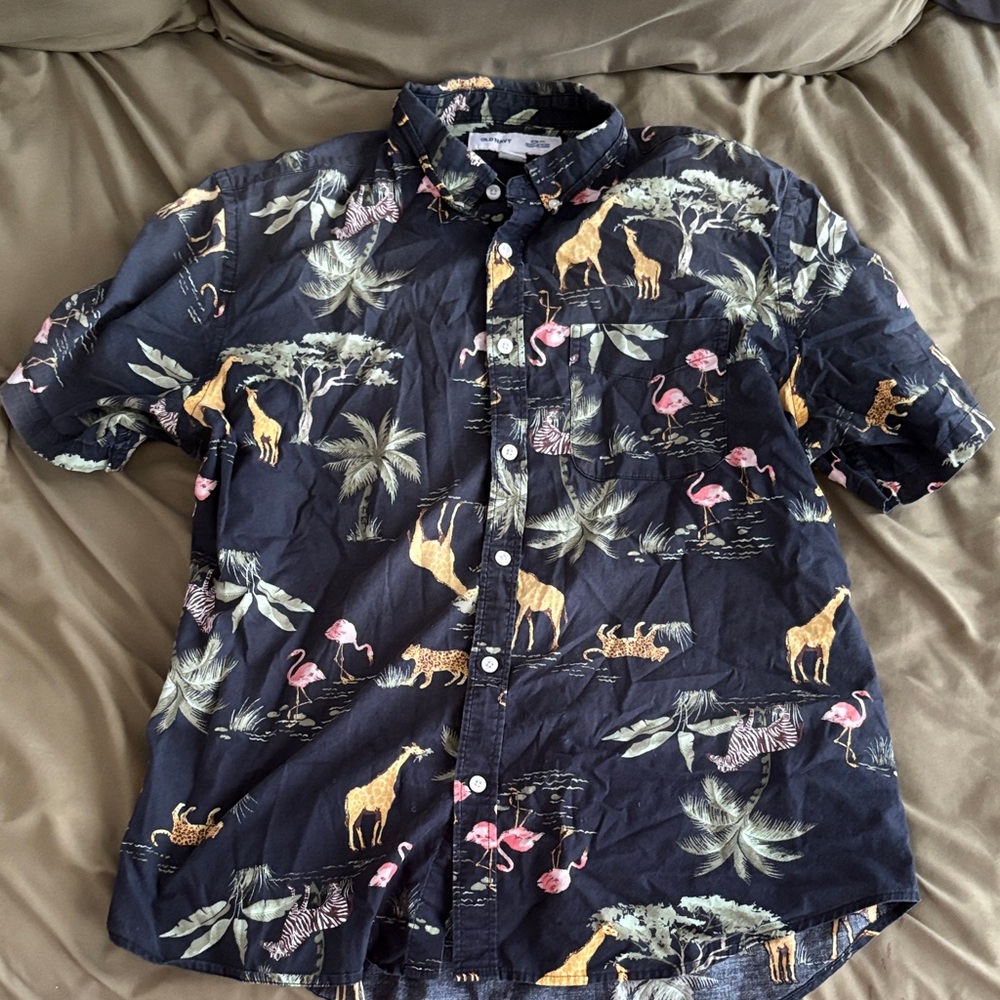 Old Navy Black Nature Print Shirt